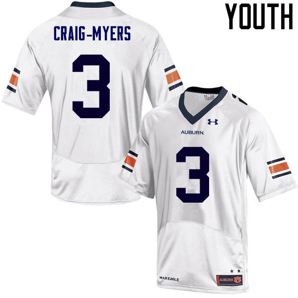 Youth Auburn Tigers #3 Nate Craig-Myers College Football Jerseys Sale-White